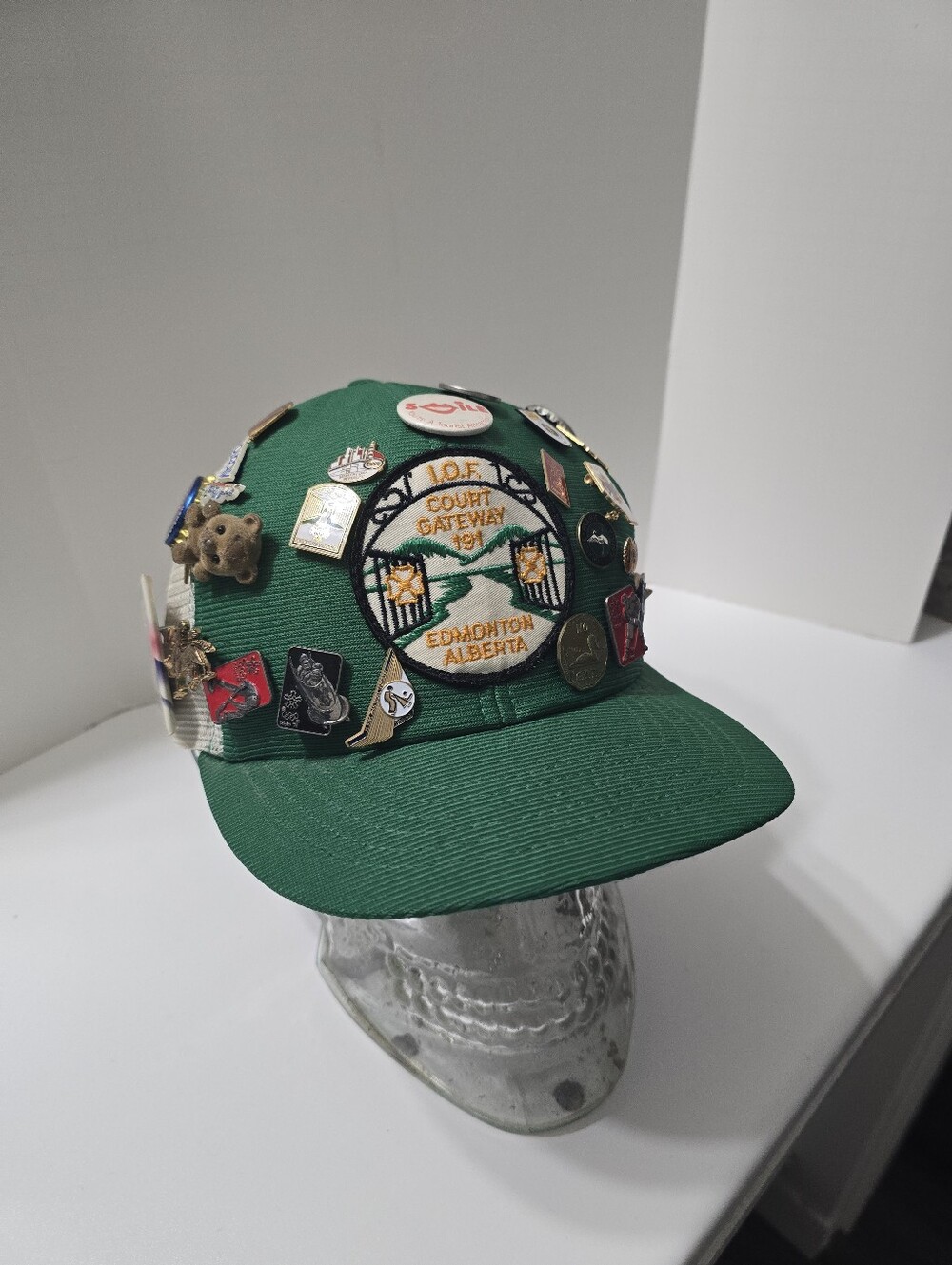 Green Embroidered Patch Pin Hat - Edmonton Alberta